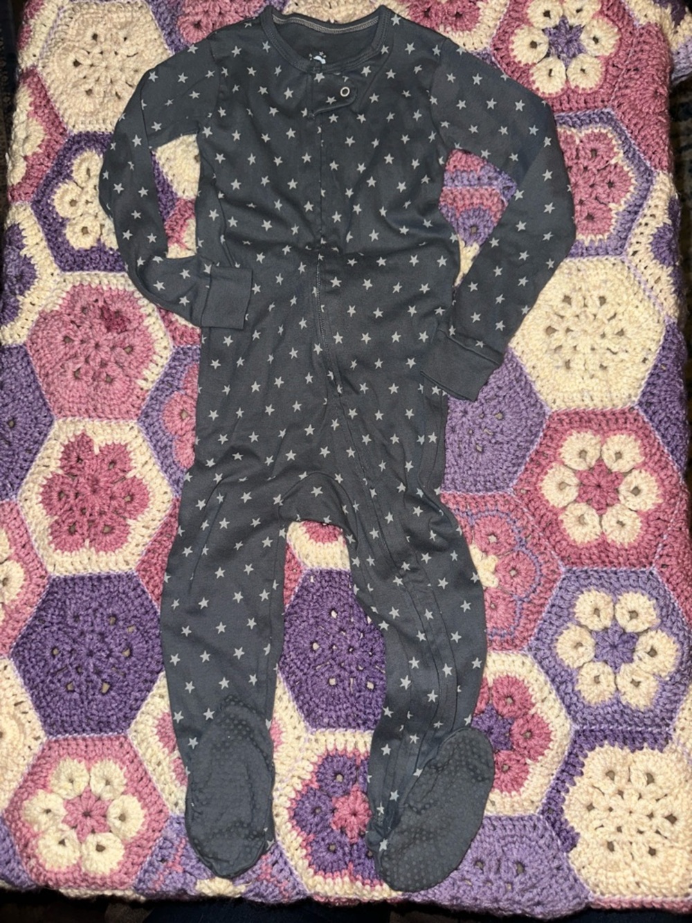 cloud island Dark Gray Star Footed Pajamas